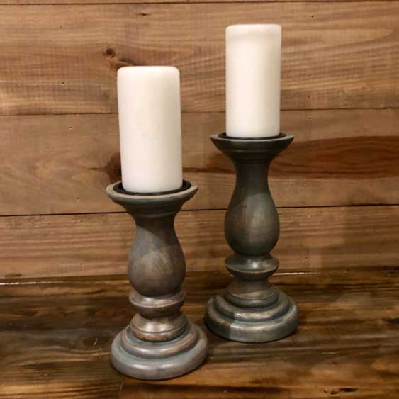 Candle Holders Wood, Set of 2