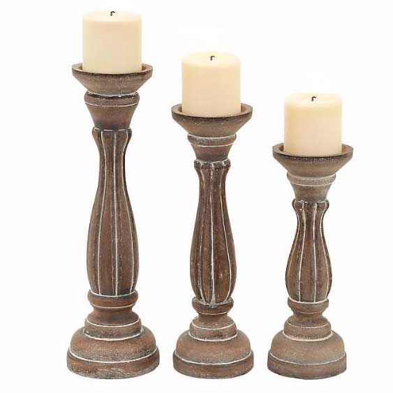 Wooden Candle Holders, Set of 3